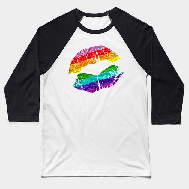 Foil Rainbow Lips - PRIDE Baseball T-Shirt by westcub86